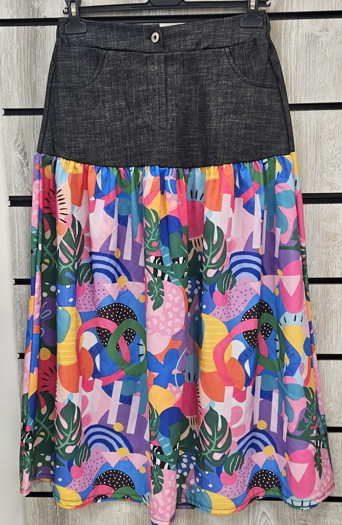 Falda Larga Jean Multicolor Ds 9779