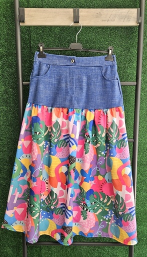 Falda Larga Jean Multicolor Ds 9779